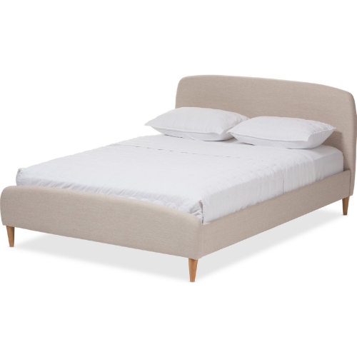 Mia King Platform Bed in Light Beige Fabric